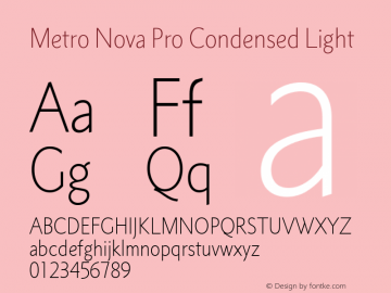 Metro Nova Pro Cond Light Version 1.100 Font Sample
