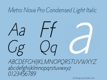 Metro Nova Pro Cond Light It Version 1.100 Font Sample