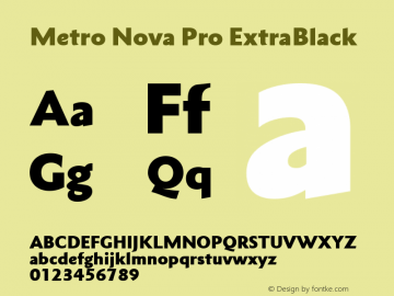 Metro Nova Pro ExtraBlack Version 1.100 Font Sample