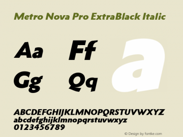 Metro Nova Pro ExtraBlack It Version 1.100 Font Sample