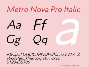 Metro Nova Pro Italic Version 1.100 Font Sample