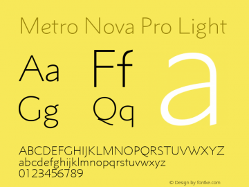 Metro Nova Pro Light Version 1.100 Font Sample