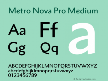 Metro Nova Pro Medium Version 1.100 Font Sample