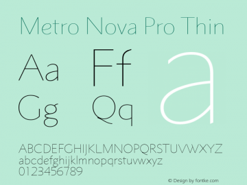 Metro Nova Pro Thin Version 1.100 Font Sample