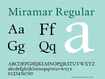 Miramar Version 1.00 Font Sample