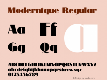 Modernique Version 1.00 Font Sample