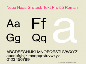 Neue Haas Grotesk Text Pro 55 Roman Version 1.02 Font Sample