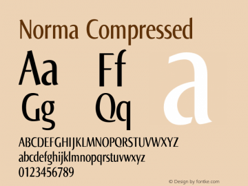 Norma Compressed Version 2.00, build 4, s3 Font Sample