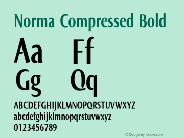 Norma Compressed Bold Version 2.00, build 3, s3 Font Sample