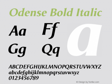 Odense Bold Italic Version 1.00 Font Sample