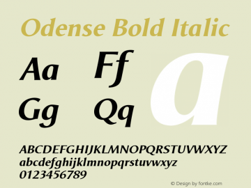 Odense Bold Italic Version 1.00 Font Sample