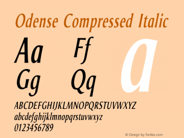 Odense Compressed Italic Version 1.00图片样张