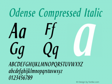 Odense Compressed Italic Version 1.00 Font Sample