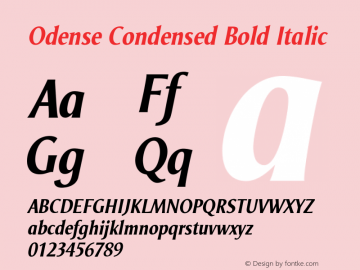 Odense Condensed Bold Italic Version 1.00 Font Sample