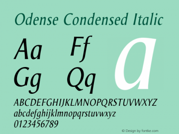 Odense Condensed Italic Version 1.00 Font Sample