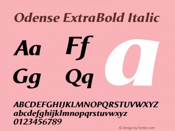 Odense ExtraBold Italic Version 1.00 Font Sample