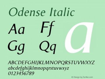 Odense Italic Version 1.00 Font Sample