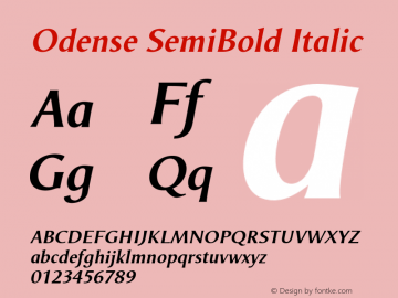 Odense SemiBold Italic Version 1.00 Font Sample