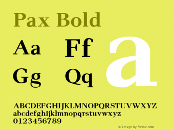 Pax Bold Version 1.00 Font Sample