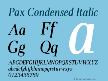 Pax Condensed Italic Version 1.00图片样张