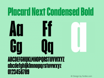 Placard Next Cond Bold Version 1.00, build 12, g2.4.2 b1029, s3图片样张