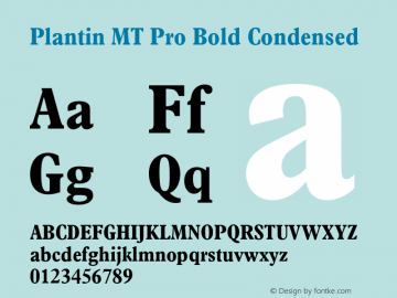 PlantinMTPro-BoldCondensed Version 1.000 Build 1000 Font Sample