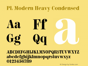 PL Modern Heavy Condensed Version 1.00 Font Sample