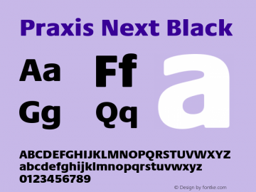 Praxis Next Black Version 1.00, build 7, g2.4.3 b983, s3 Font Sample