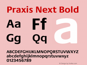 Praxis Next Bold Version 1.00, build 6, g2.4.3 b983, s3 Font Sample