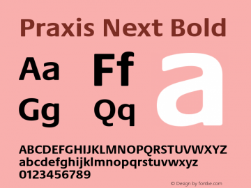 Praxis Next Bold Version 1.00, build 7, g2.4.3 b983, s3 Font Sample