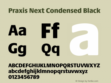 Praxis Next Cn Black Version 1.00, build 7, g2.4.3 b983, s3 Font Sample