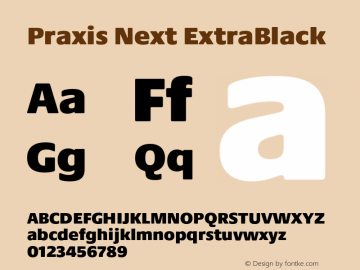 Praxis Next ExtraBlack Version 1.00, build 6, g2.4.3 b983, s3 Font Sample