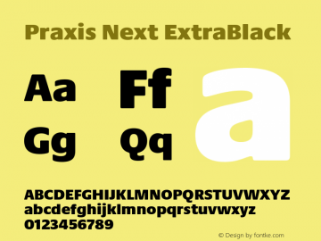 Praxis Next ExtraBlack Version 1.00, build 7, g2.4.3 b983, s3 Font Sample