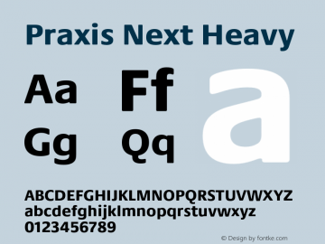 Praxis Next Heavy Version 1.00, build 6, g2.4.3 b983, s3 Font Sample