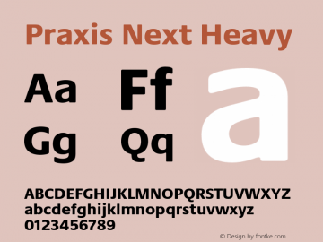 Praxis Next Heavy Version 1.00, build 7, g2.4.3 b983, s3 Font Sample