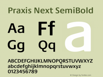 Praxis Next SemiBold Version 1.00, build 6, g2.4.3 b983, s3 Font Sample