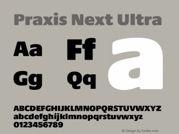 Praxis Next Ultra Version 1.00, build 6, g2.4.3 b983, s3 Font Sample