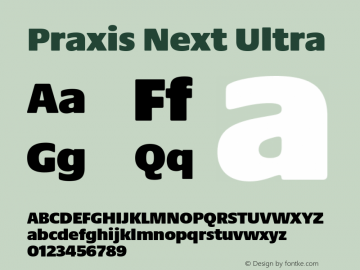 Praxis Next Ultra Version 1.00, build 7, g2.4.3 b983, s3 Font Sample