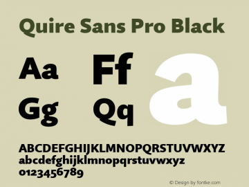 Quire Sans Pro Black Version 1.0 Font Sample