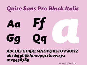 Quire Sans Pro Black Italic Version 1.0 Font Sample