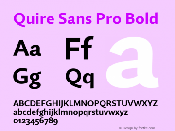 Quire Sans Pro Bold Version 1.0 Font Sample