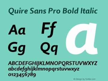 Quire Sans Pro Bold Italic Version 1.0 Font Sample