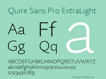 Quire Sans Pro ExtraLight Version 1.0 Font Sample
