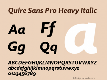 Quire Sans Pro Heavy Italic Version 1.0 Font Sample