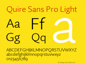 Quire Sans Pro Light Version 1.0 Font Sample