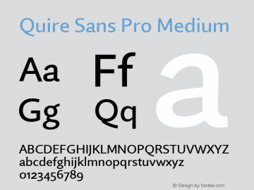 Quire Sans Pro Medium Version 1.0 Font Sample