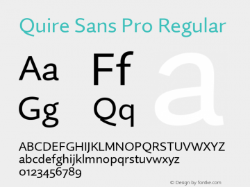 Quire Sans Pro Version 1.0 Font Sample