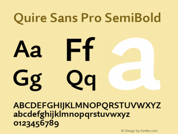 Quire Sans Pro SemiBold Version 1.0 Font Sample