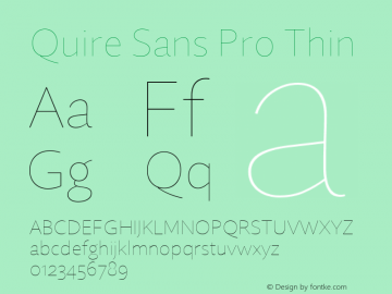 Quire Sans Pro Thin Version 1.0 Font Sample