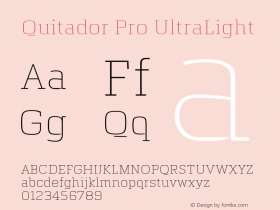 Quitador Pro UltraLight Version 1.00 Font Sample